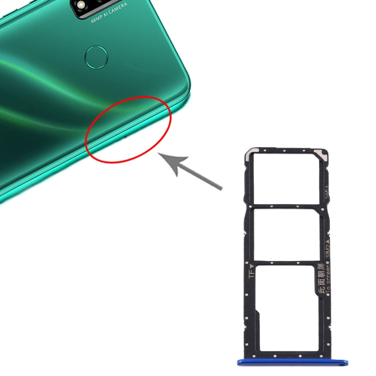 Bandeja de Tarjeta SIM + Bandeja de Tarjeta SIM + Bandeja de Tarjeta Micro SD Para Huawei Y8s (Azul)