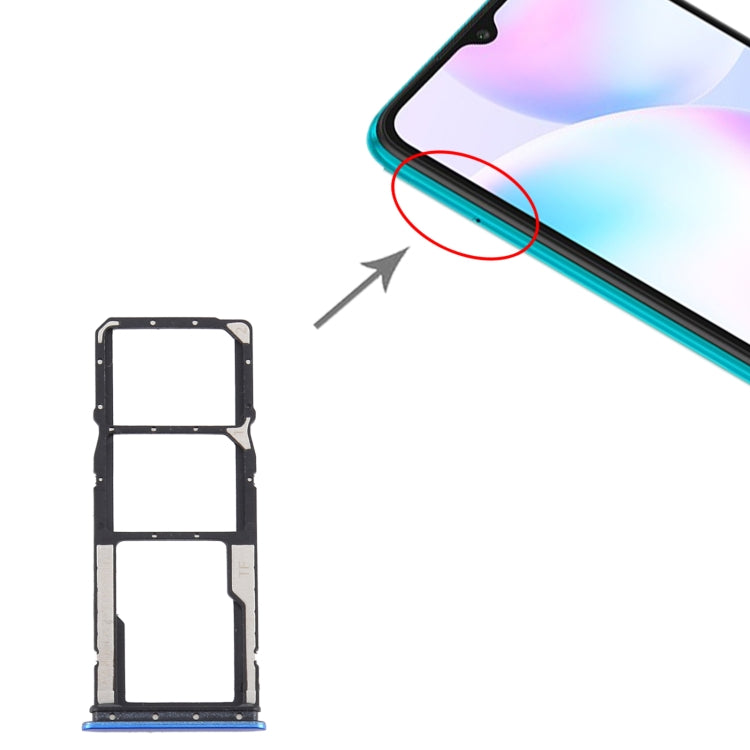 Sim Card Bandeil + Sim Card Bandeil + Micro SD Tarjeta Bandeja Para Xiaomi Redmi 9a / Redmi 9C (Azul)