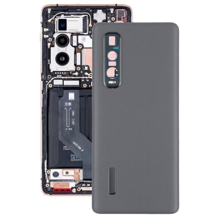 Coque arrière de batterie en cuir d'origine pour Oppo Find X2 Pro CPH2025 PDEM30 (noir)