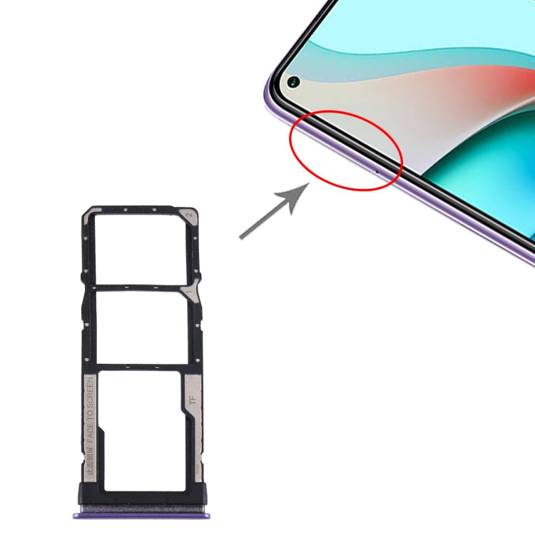 SIM Card Holder SIM Card Tray + Micro SD Card Tray For Xiaomi Redmi Note 9 5G / Redmi Note 9T M2007J22G M2007J22C (Purple)