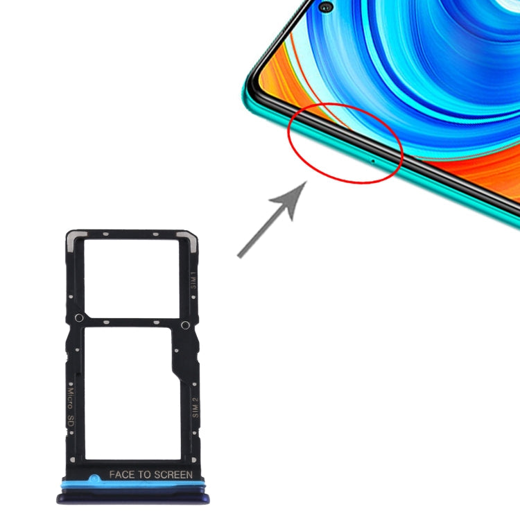 Bandeja de Tarjeta SIM + Bandeja de Tarjeta SIM / Bandeja de Tarjeta Micro SD Para Xiaomi Redmi Note 9 Pro 5G M2007J17C (Azul)
