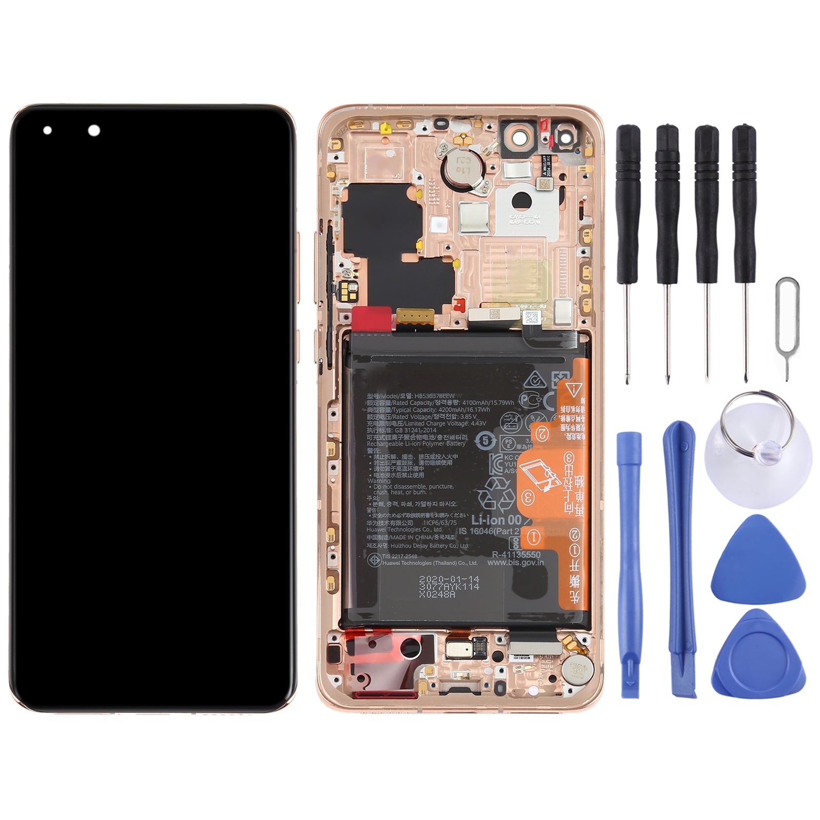 Ecran complet LCD + Tactile + Châssis Huawei P40 Pro Or