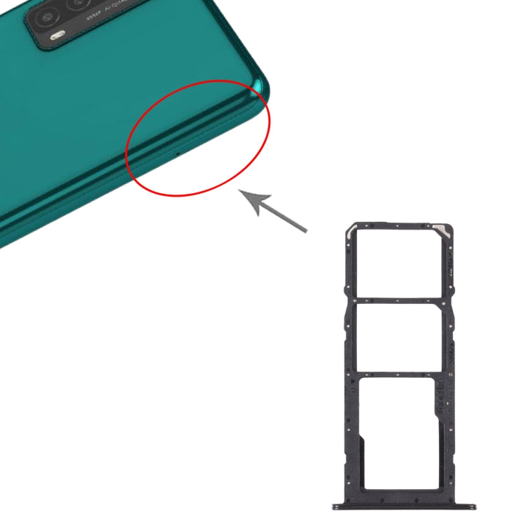 SIM Card + SIM Card + Micro SD Card Tray for Huawei Y7A (Black)