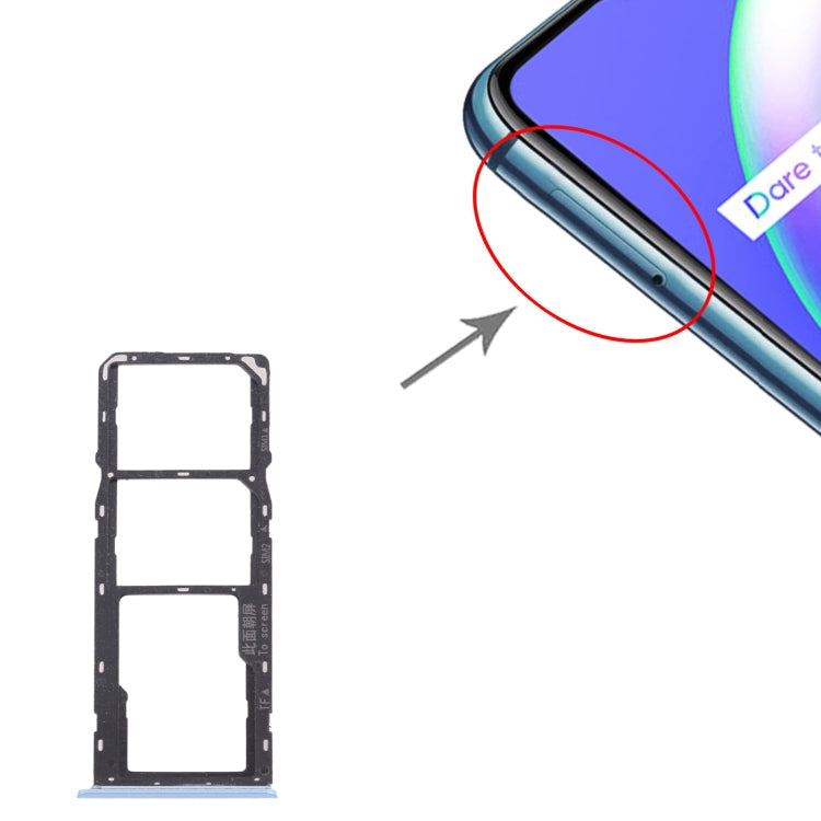 Carte SIM + carte SIM + plateau de carte Micro SD pour Oppo Realme C12 RMX2189 (bleu)