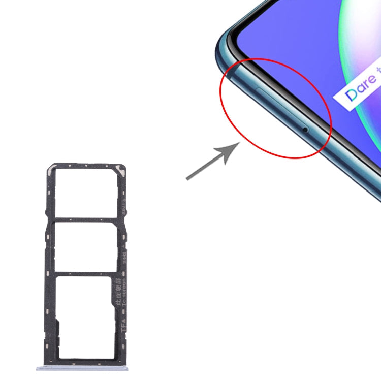 SIM Card + SIM Card + Micro SD Card Tray for Oppo Realme C12 RMX2189 (Silver)