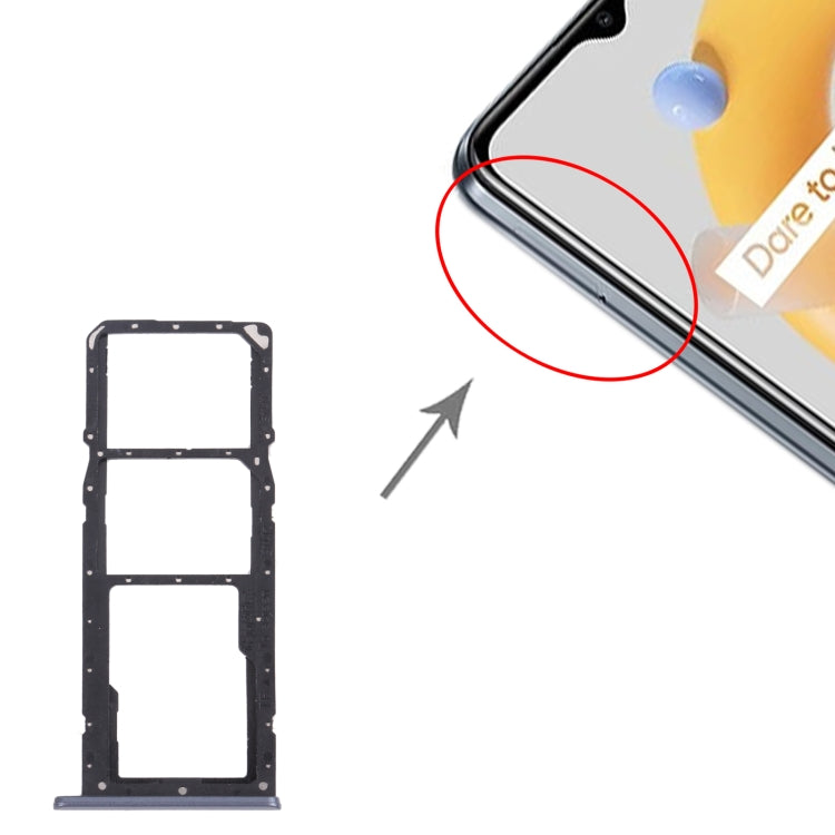 Plateau de carte SIM + plateau de carte SIM + plateau de carte Micro SD pour Oppo Realme C20 / Realme C20A RMX3063 RMX3061 (Gris)