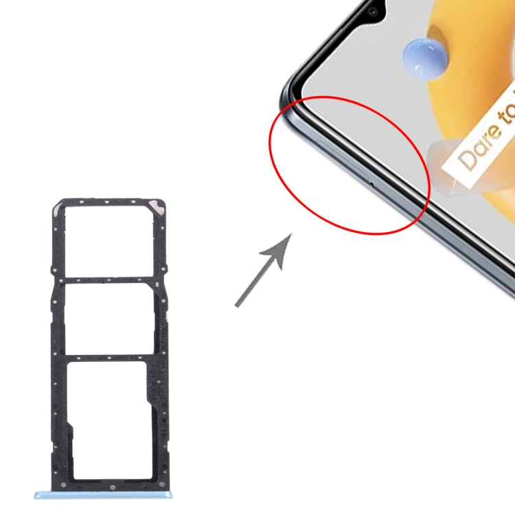 Plateau de carte SIM + plateau de carte SIM + plateau de carte Micro SD pour Oppo Realme C20 / Realme C20A RMX3063 RMX3061 (Bleu)