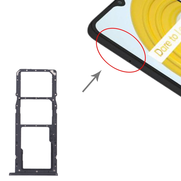 Plateau de carte SIM + plateau de carte SIM + plateau de carte Micro SD pour Oppo Realme C21 / Realme C21Y RMX3201 RMX3261 (noir)