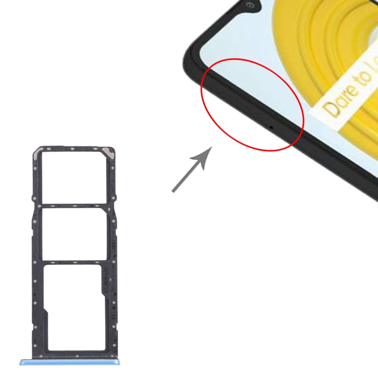 Plateau de carte SIM + plateau de carte SIM + plateau de carte Micro SD pour Oppo Realme C21 / Realme C21Y RMX3201 RMX3261 (Bleu)