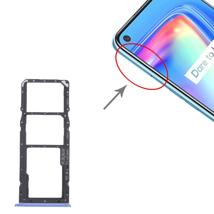 Carte SIM + carte SIM + plateau de carte Micro SD pour Oppo Realme 7 (Asie) RMX2151 RMX2163 (bleu)