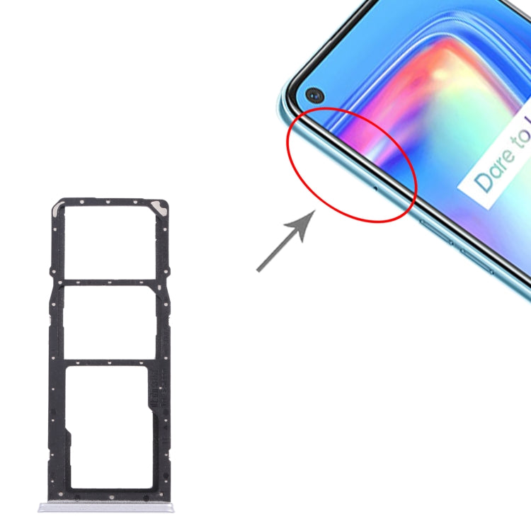 SIM Card + SIM Card + Micro SD Card Tray For Oppo Realme 7 (Asia) RMX2151 RMX2163 (Silver)