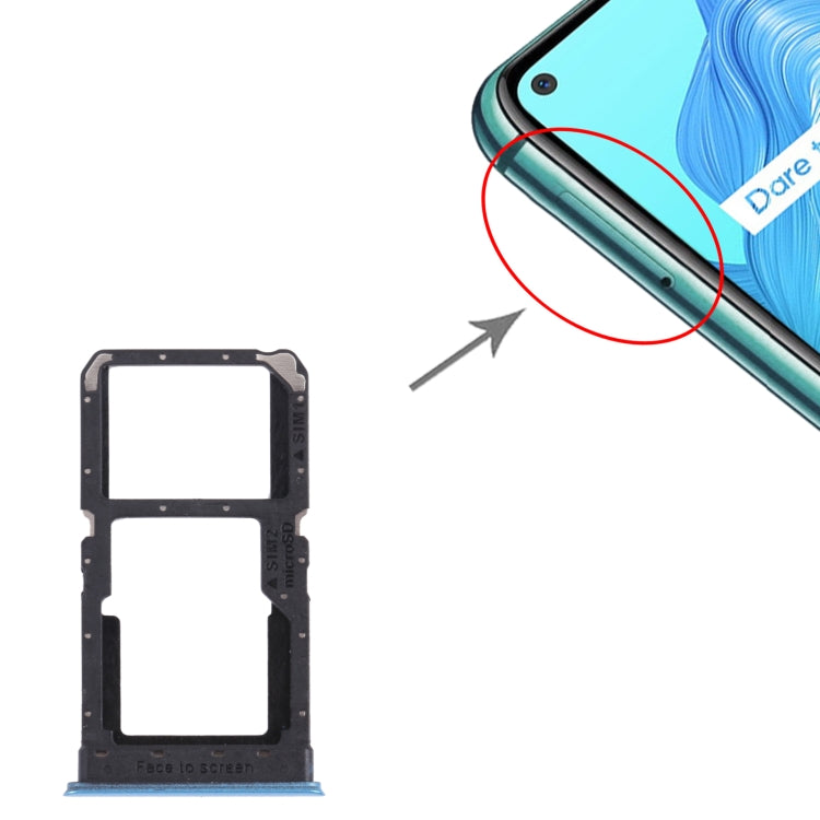 Carte SIM + Carte SIM / Plateau de Carte Micro SD pour Oppo Realme V5 5G (Bleu)