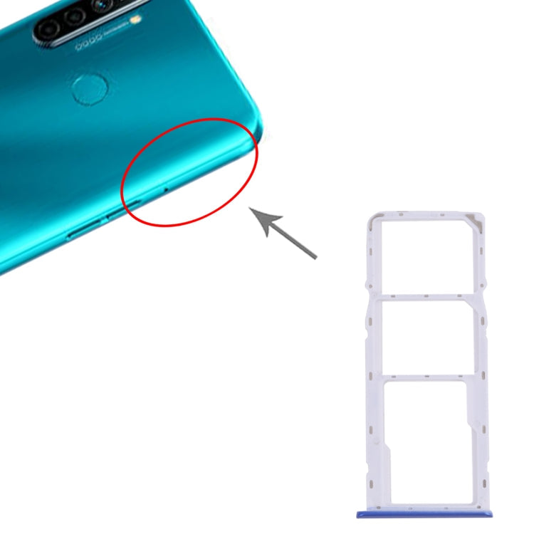Tarjeta SIM + Tarjeta SIM + Micro SD Tarjeta Bandeja Para Oppo Realme 5i RMX2030 RMX2032 (Azul)