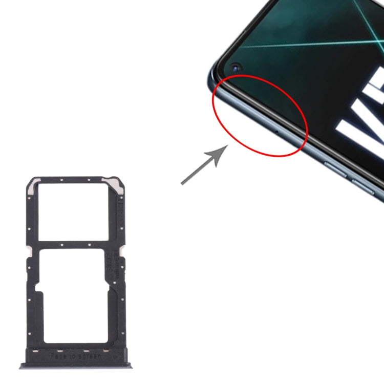 SIM Card + SIM Card / Micro SD Card Tray For Oppo K7X / Realme V5 / Realme Q2 Perm00 (Black)