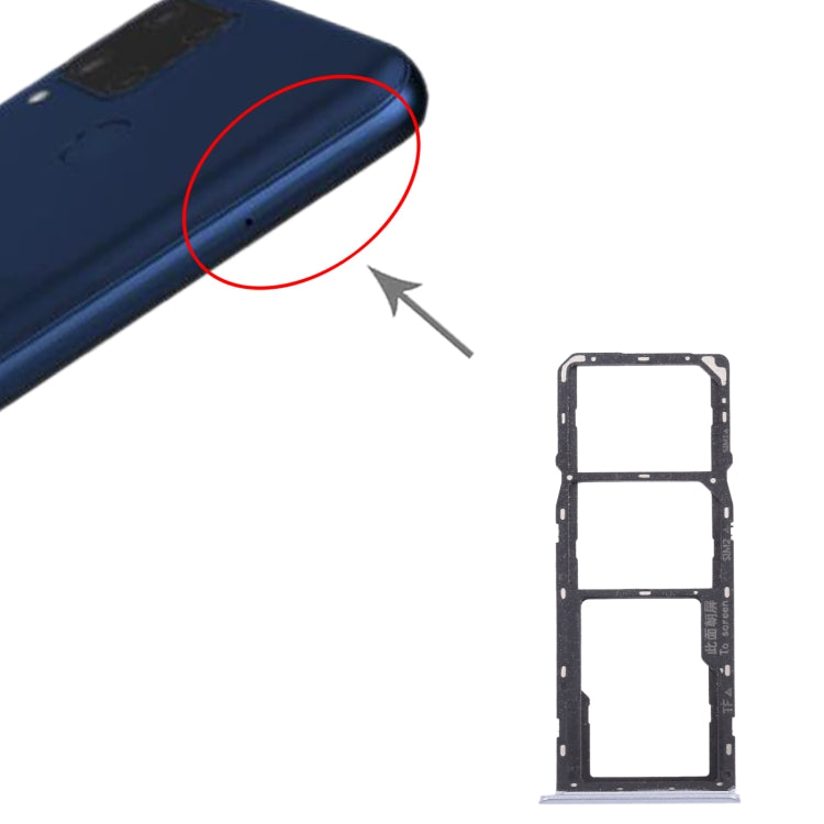 Carte SIM + Carte SIM + Plateau de Carte Micro SD pour Oppo Realme C15 RMX2180 (Argent)