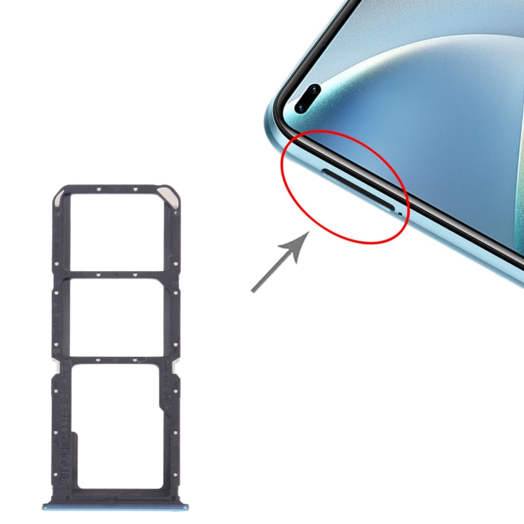 Tarjeta SIM + Tarjeta SIM + Micro SD Card Bandeja Para Oppo A93 PCGM00 PEHM00 (Azul)