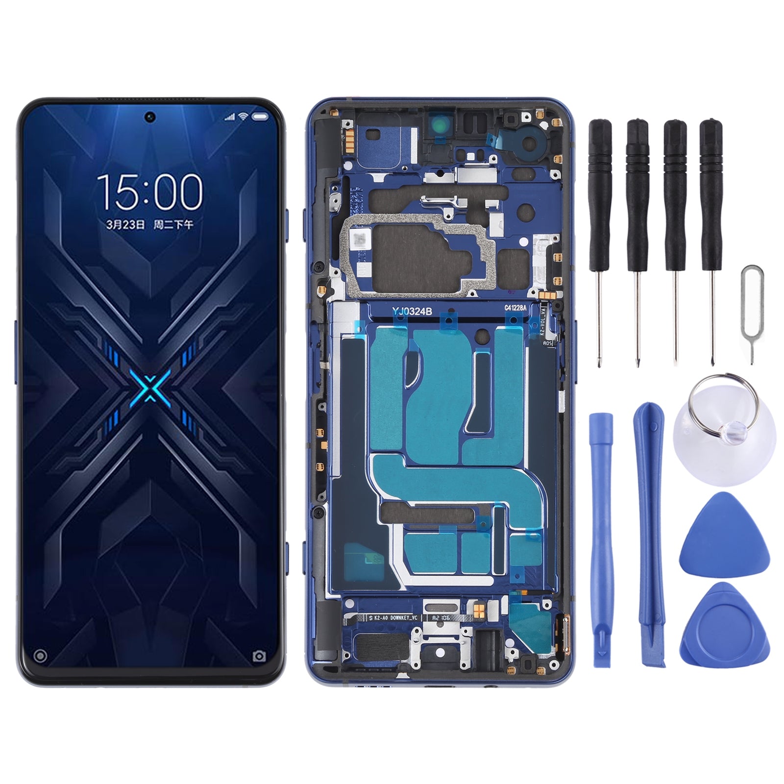 Ecran complet LCD + Tactile + Châssis Xiaomi Black Shark 4/4 Pro Bleu