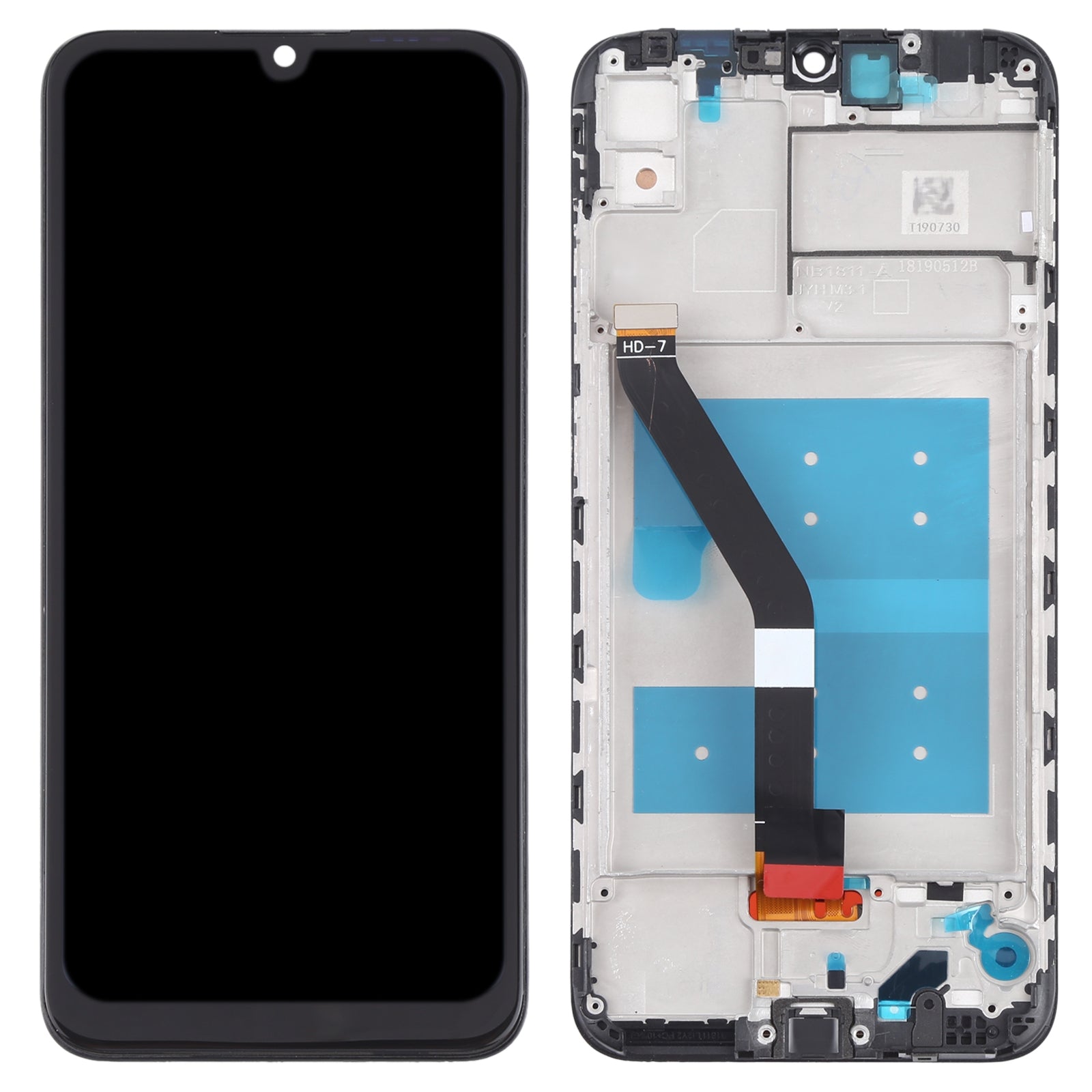 Ecran Complet LCD + Tactile + Châssis Huawei Y6S (2019) Noir