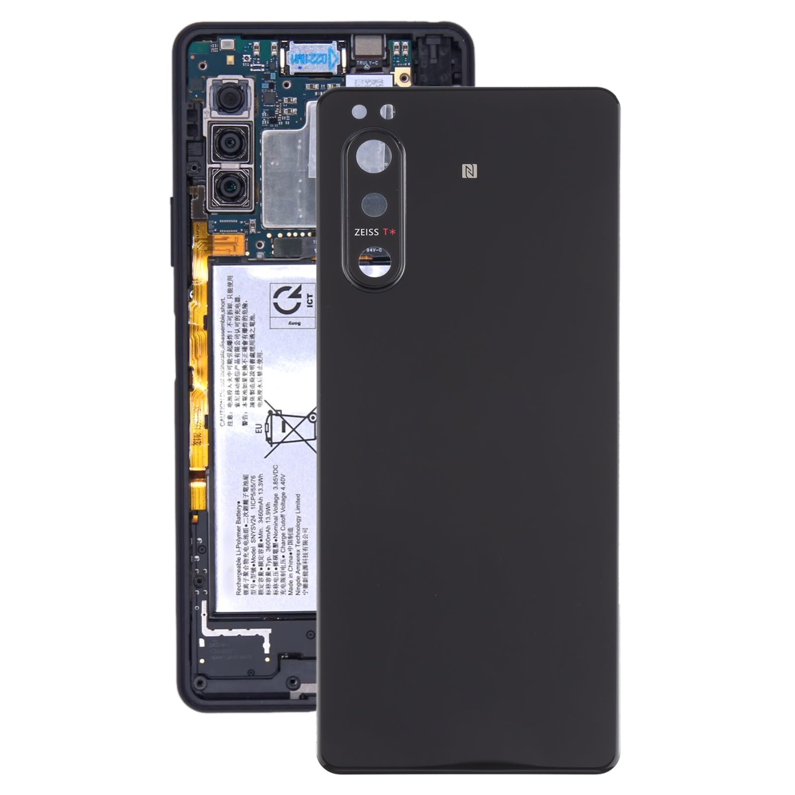 Battery Cover Back Cover + Rear Camera Lens Sony Xperia 5 II Black