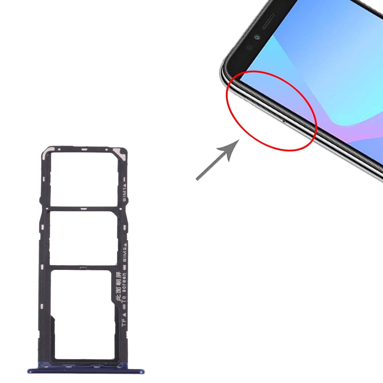 Bandeja Porta SIM / Micro SD Huawei Y6 Prime 2018 Azul
