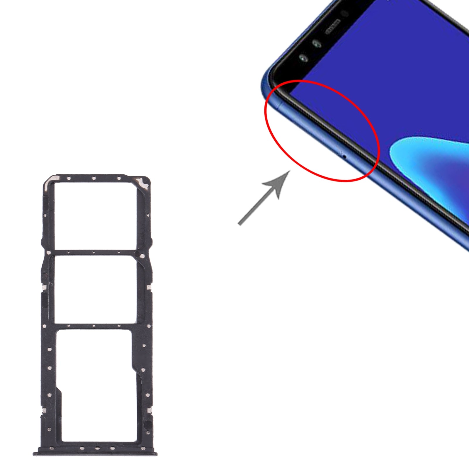 Bandeja Porta SIM / Micro SD Huawei Y9 2018 Negro