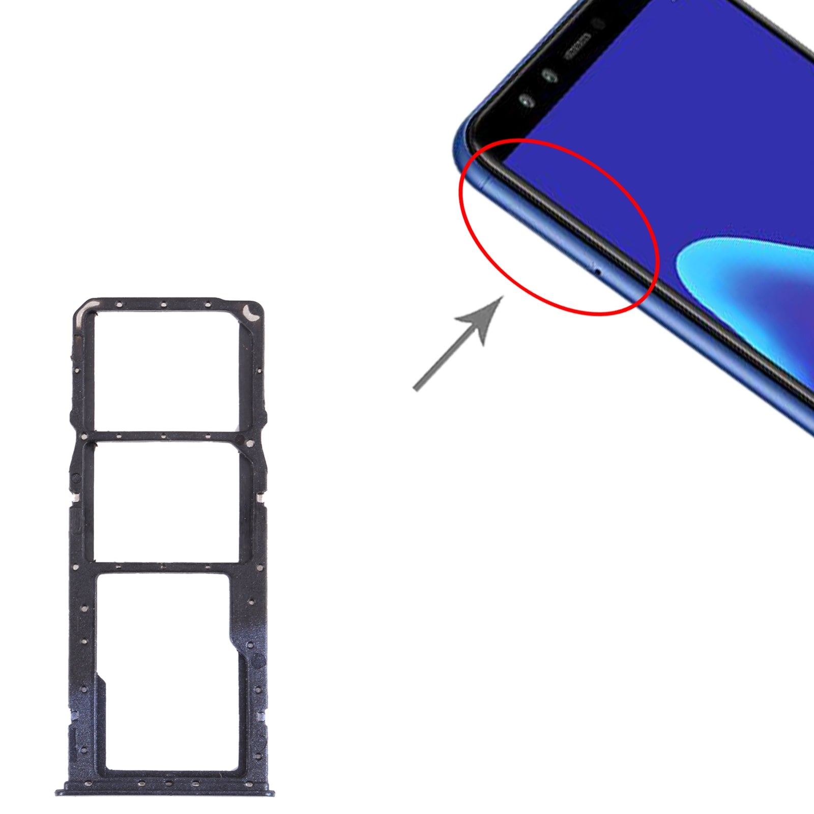 Tiroir Support SIM / Micro SD Huawei Y9 2018 Bleu