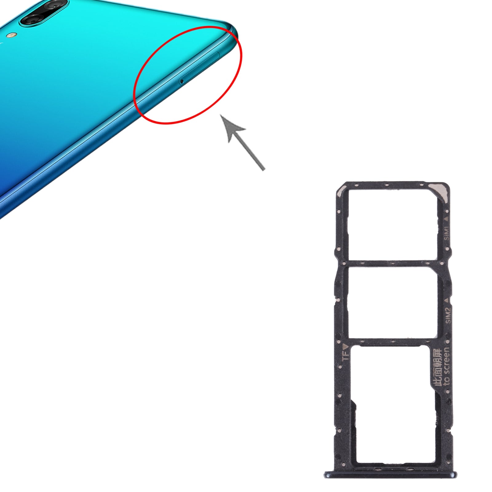 Bandeja Porta SIM / Micro SD Huawei Y7 Pro 2018 Negro