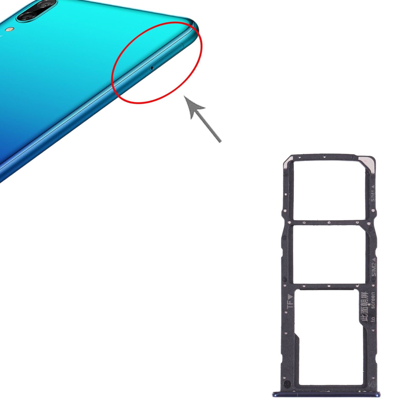 SIM / Micro SD Holder Tray Huawei Y7 Pro 2018 Blue