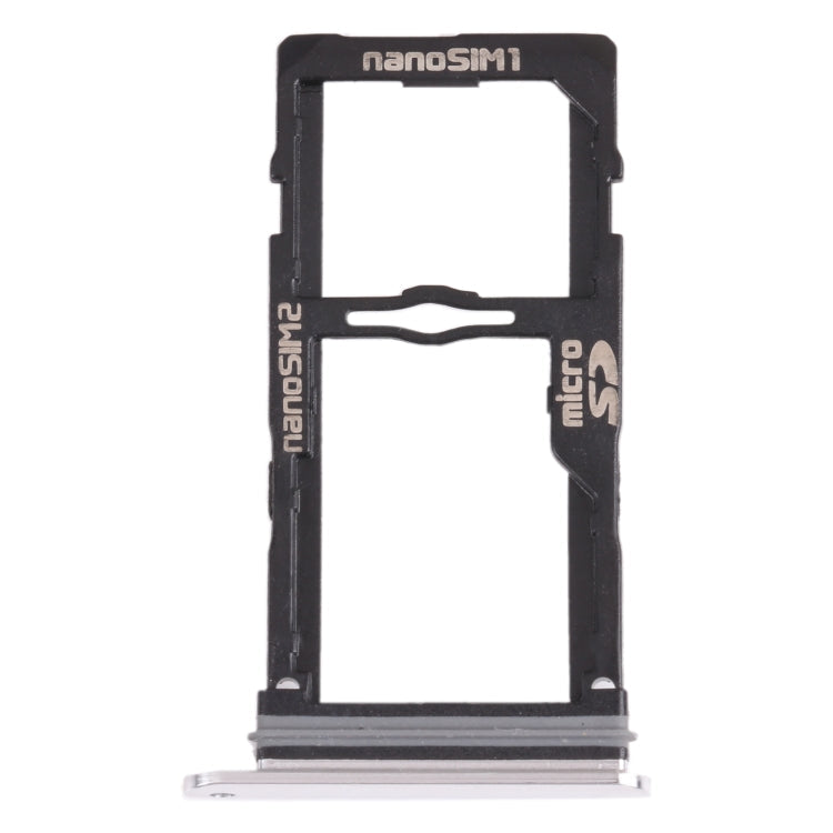 Nano Sim Card Tray + Nano Sim Card Tray / Micro SD Card Tray LG G8S Thinq LMG810 LM-G810 LMG810EAW (Silver)