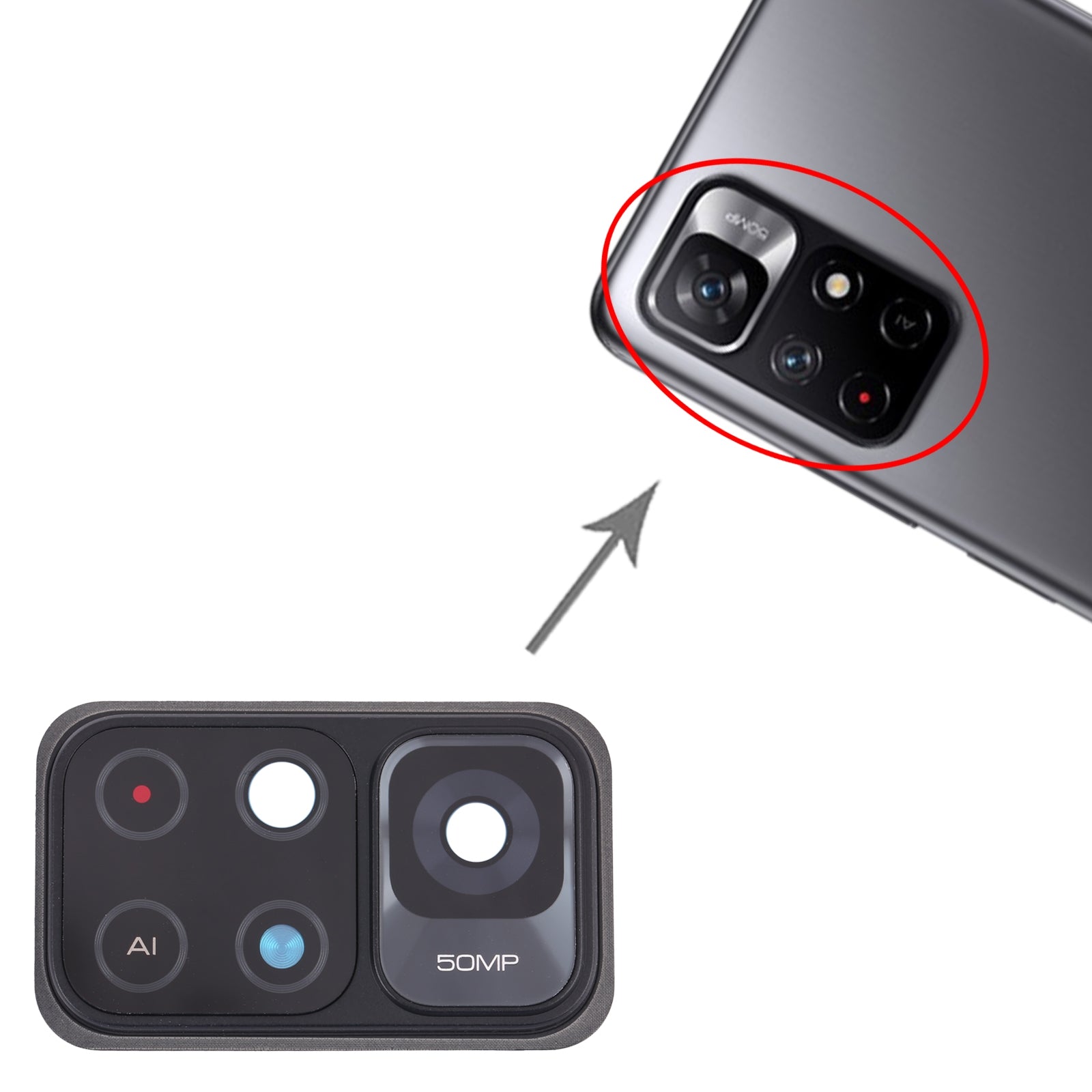 Couvercle d'objectif de caméra arrière Xiaomi Redmi Note 11 5G