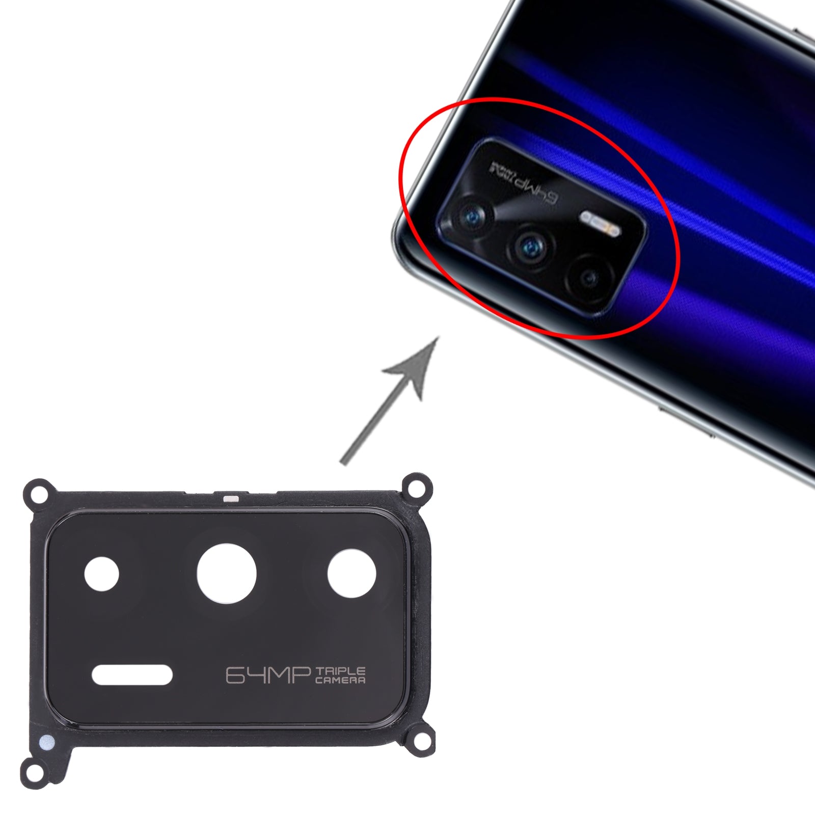 Cache Objectif Caméra Arrière Oppo Realme GT 5G RMX2202 Noir