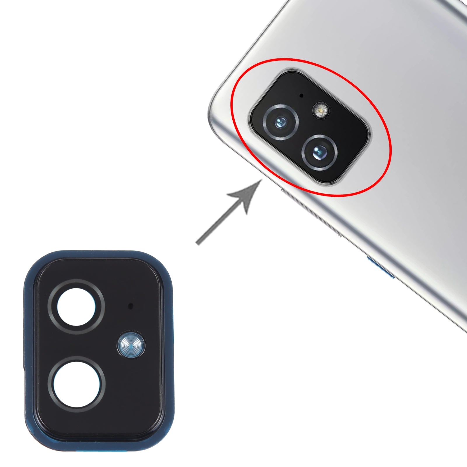 Rear Camera Lens Cover Asus Zenfone 8 ZS 590KS-2A007EU I006D Gray