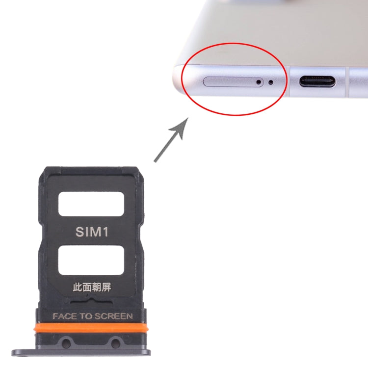 Bandeja de Tarjeta SIM + Bandeja de Tarjeta SIM Para Xiaomi 12 / 12X (Negro)