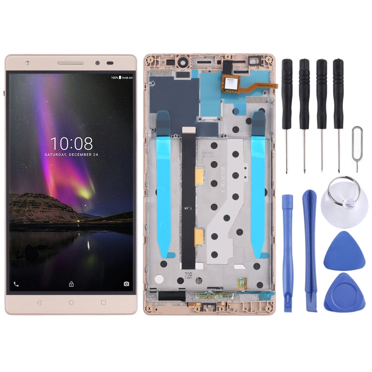 LCD Screen and Digitizer Full Assembly with Frame for Lenovo Phab 2 Plus PB2-670N PB2-670M PB2-670Y (Gold)
