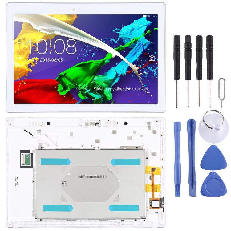 LCD Screen and Digitizer Full Assembly with Frame for Lenovo Tab 2 A10-70 A10-70F A10-70L (White)