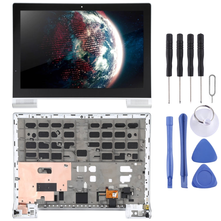 LCD Screen and Digitizer Full Assembly with Frame for Lenovo Yoga Tablet 2 Pro 1380 1380f (Silver)