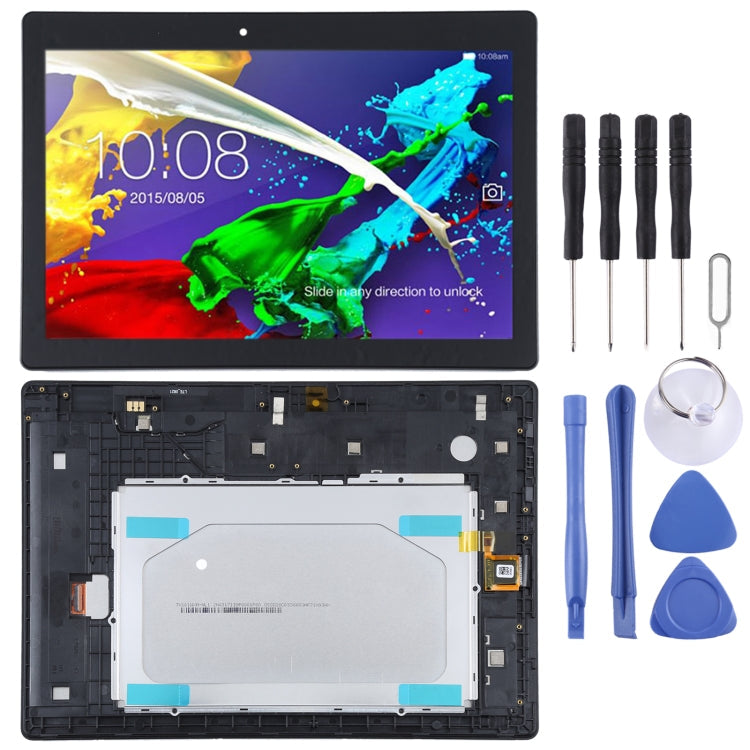 LCD Screen and Digitizer Full Assembly with Frame for Lenovo Tab 2 A10-30 YT3-X30 (Black)
