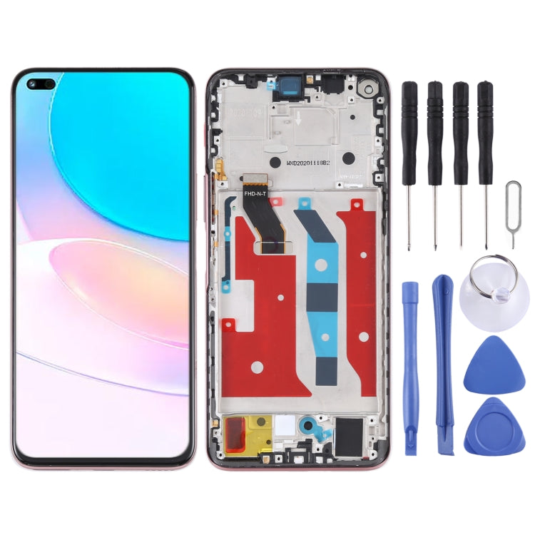 Original LCD Screen and Digitizer Full Assembly with Frame for Huawei Nova 8i (Pink)