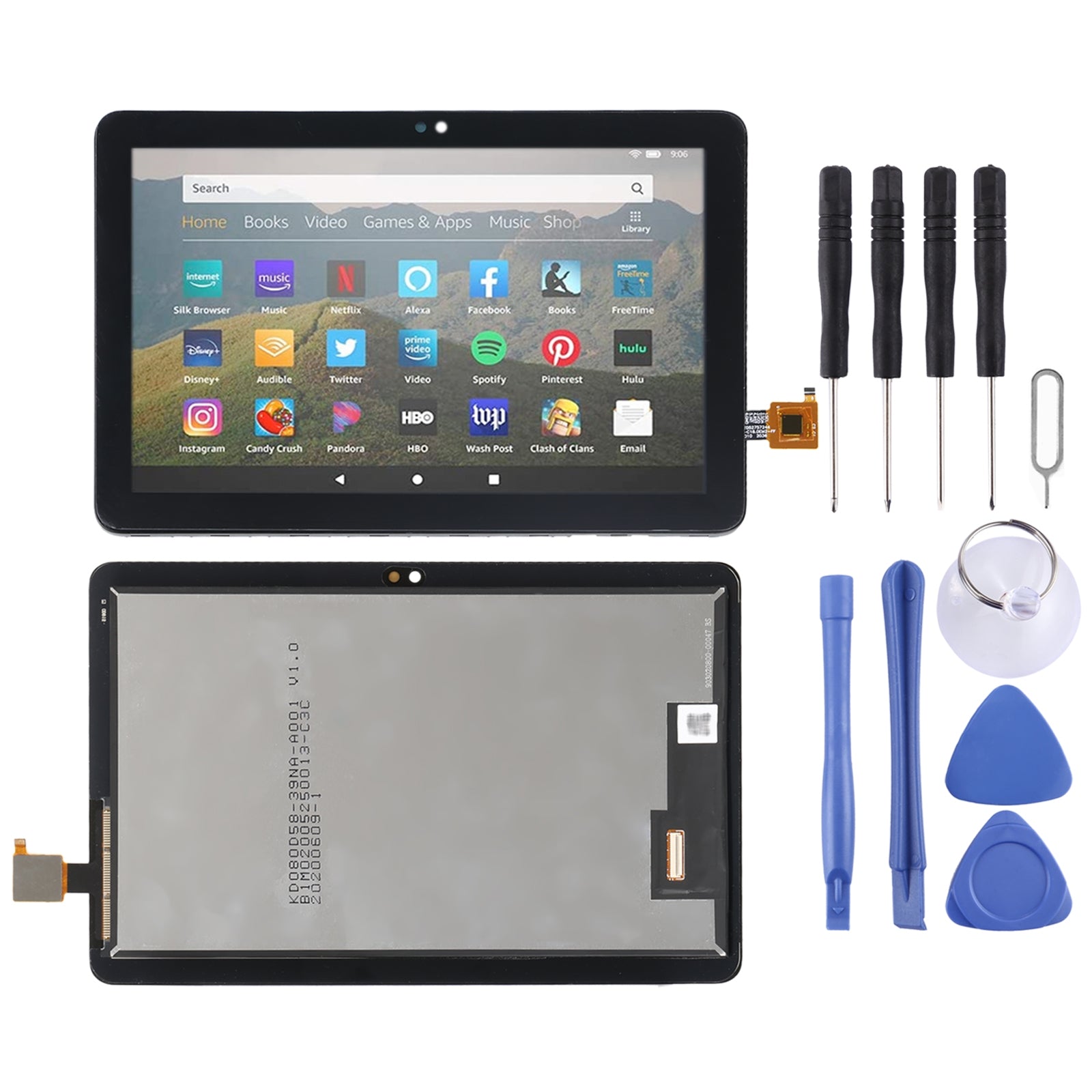 Pantalla Completa + Tactil Digitalizador Amazon Kindle Fire HD 8 Plus / HD 8 2020 / Kids 10th gen Negro
