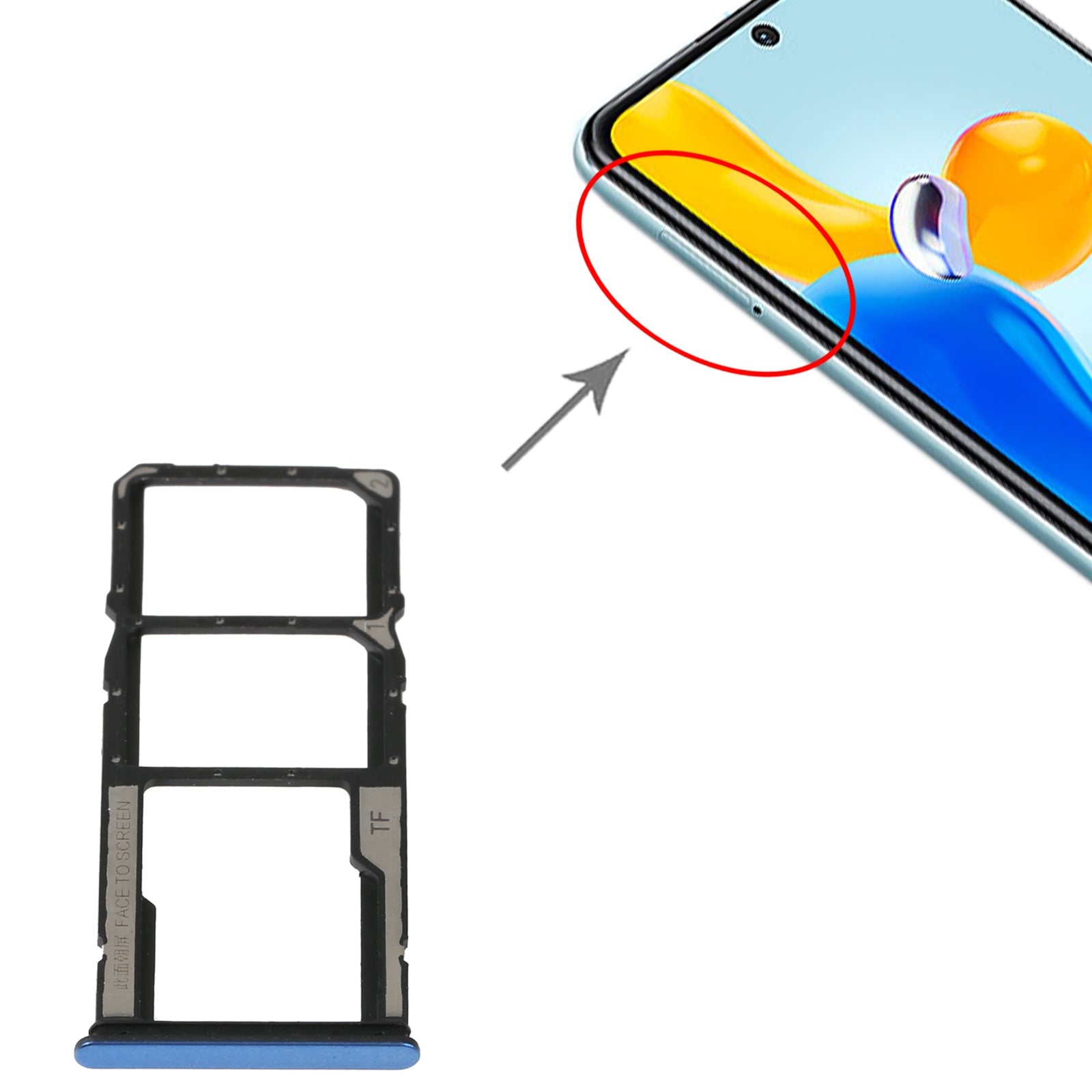 SIM Holder Tray Micro SIM / Micro SD Xiaomi Redmi Note 11S 5G Blue