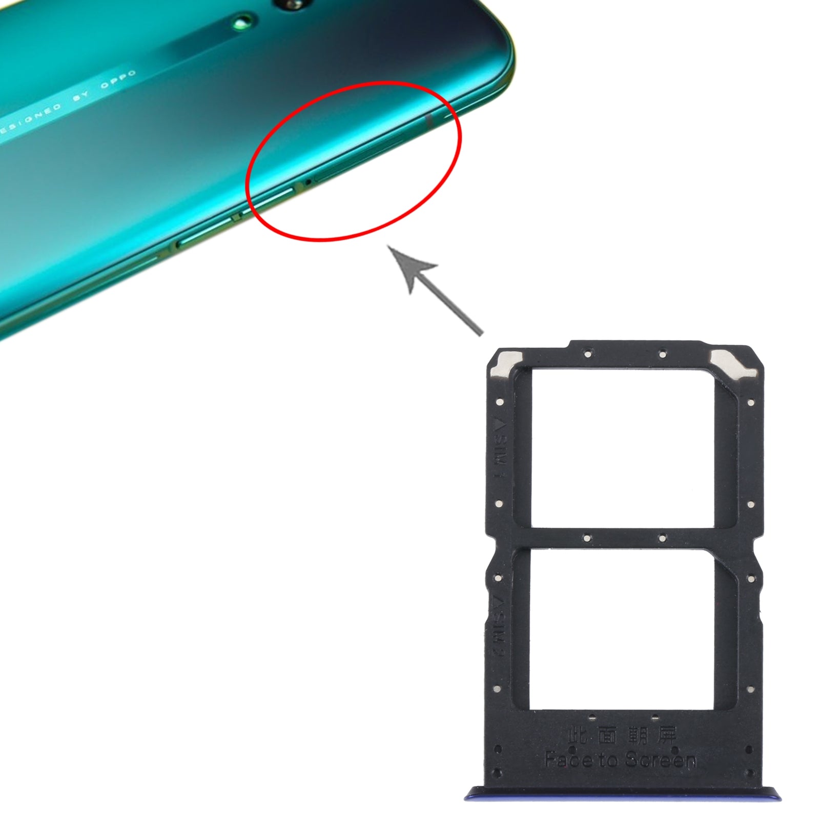 Bandeja Porta SIM / Micro SD Oppo Reno Azul