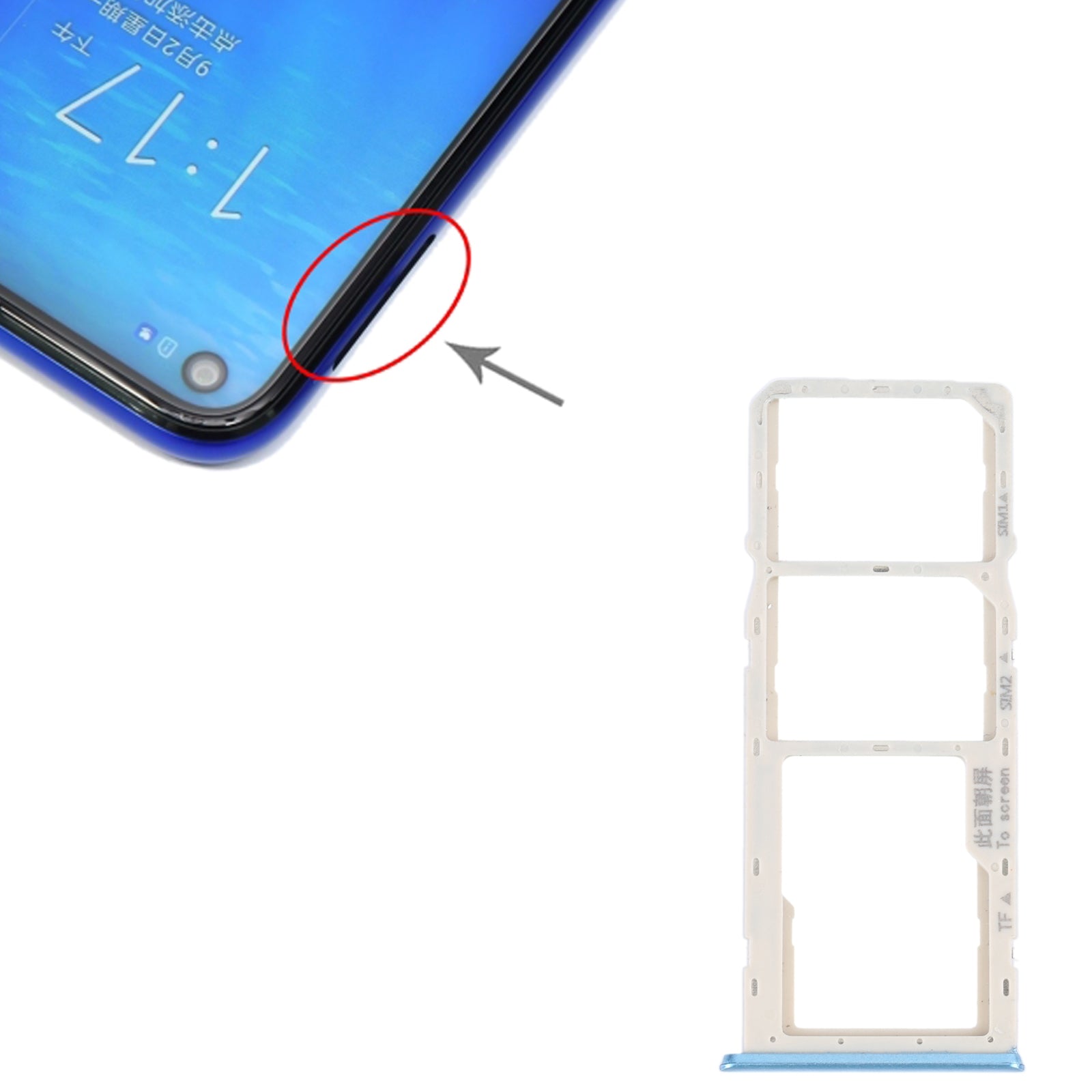 Bandeja Porta SIM / Micro SD Oppo A16K Azul