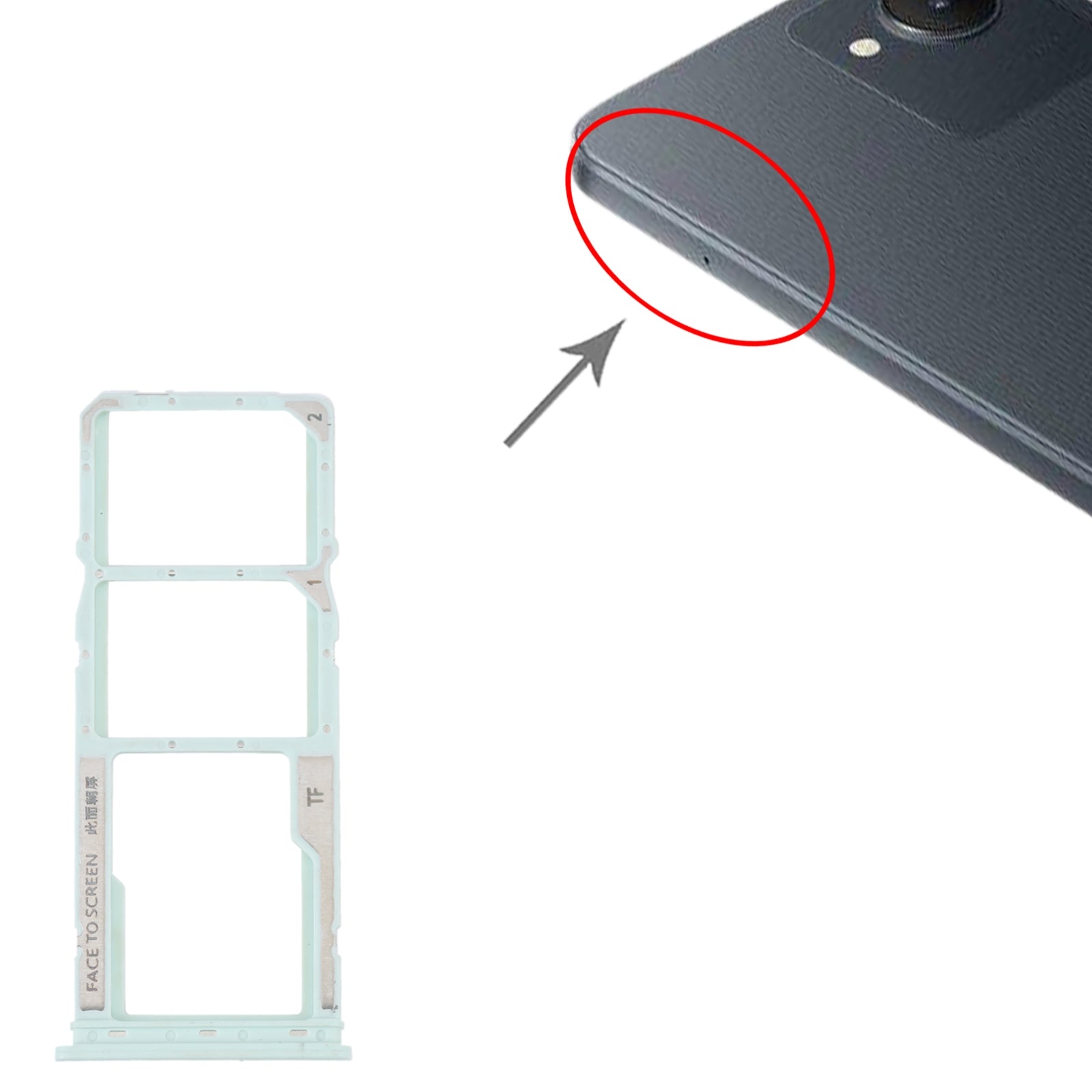 Bandeja Porta SIM / Micro SD Xiaomi Redmi A1 2022 Verde