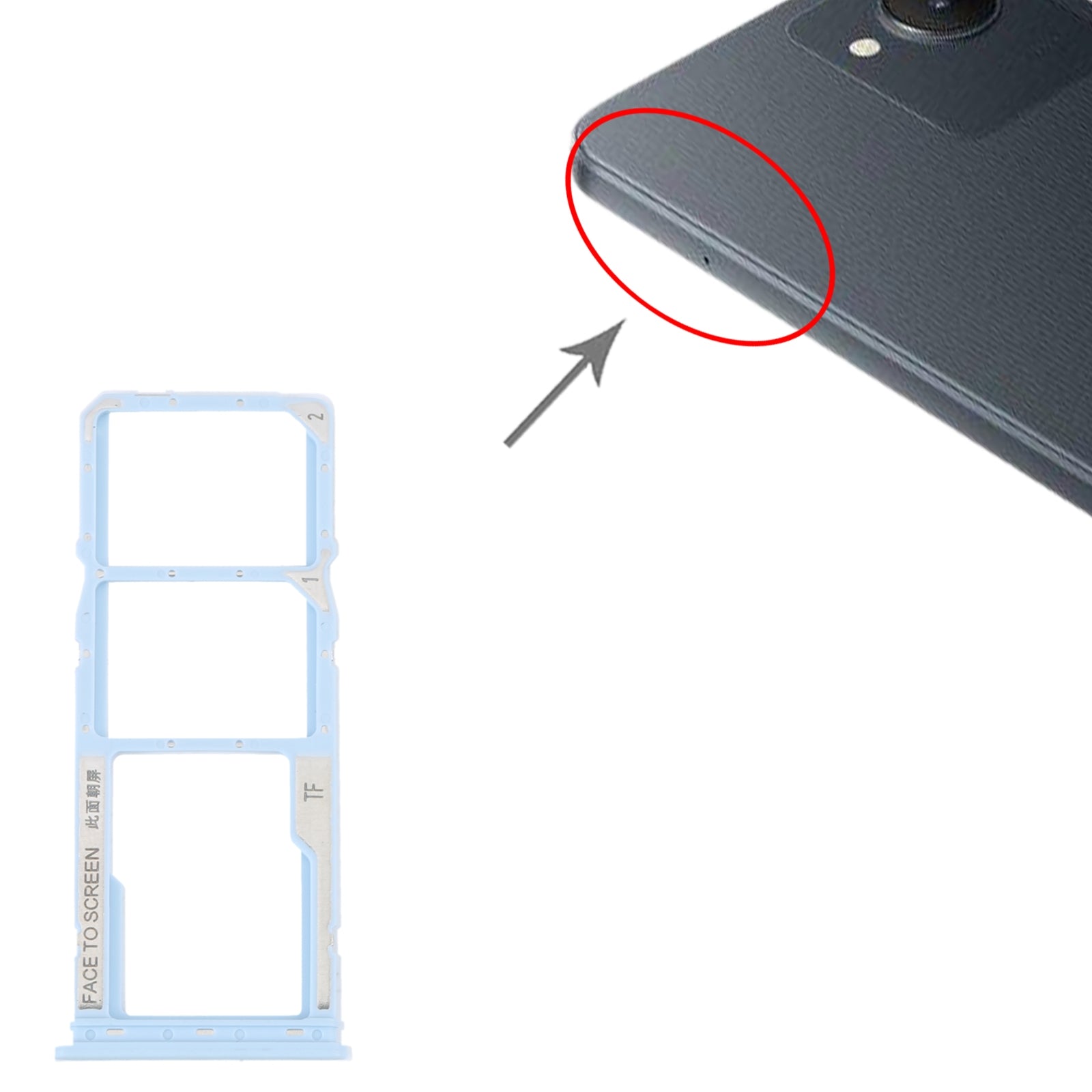 Bandeja Porta SIM / Micro SD Xiaomi Redmi A1 2022 Azul