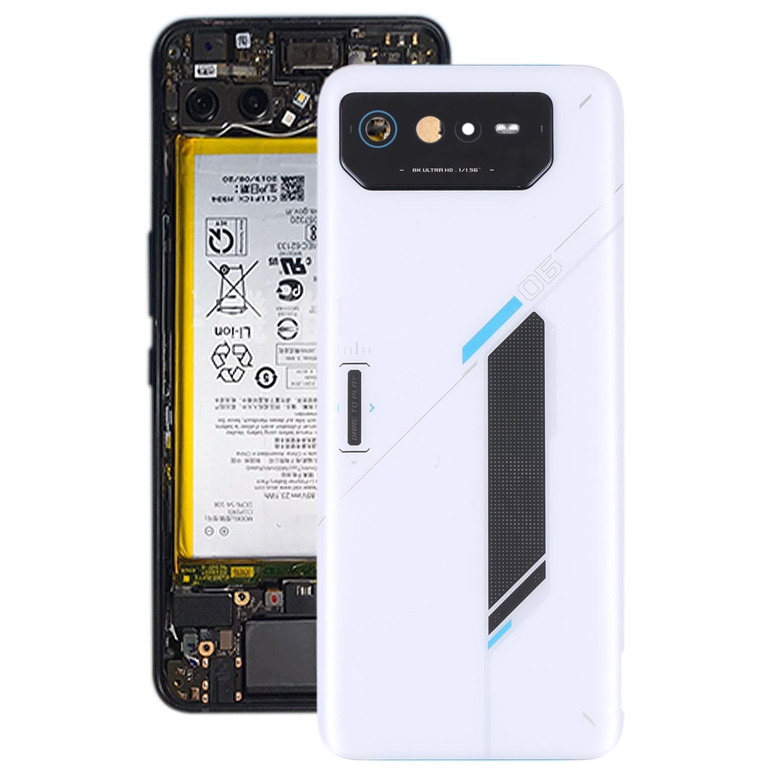 Cache Batterie Coque Arrière Asus Rog Phone 6 AI2201-C AI2201-F Blanc