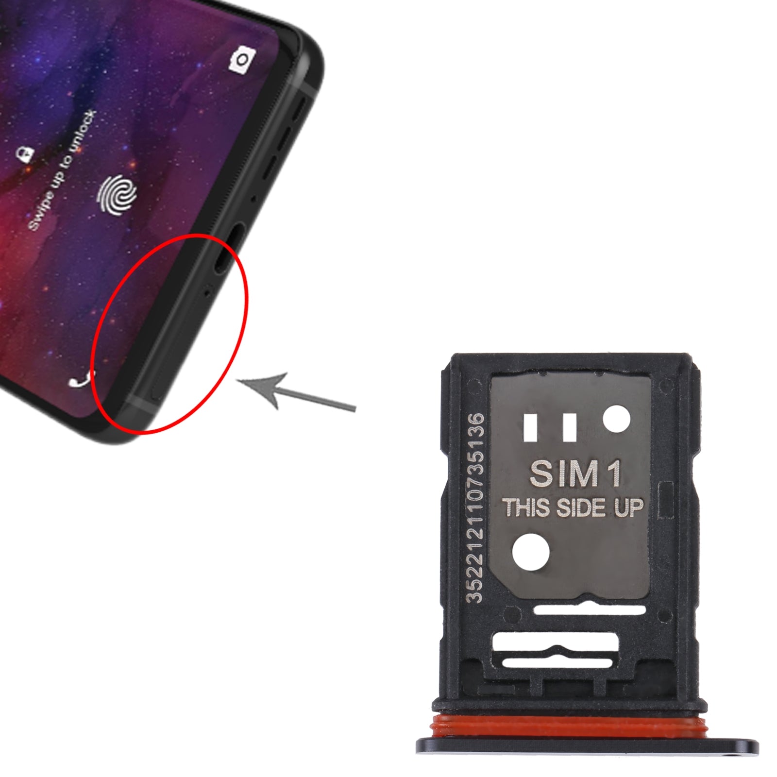 SIM / Micro SD Tray TCL 10 Pro Black