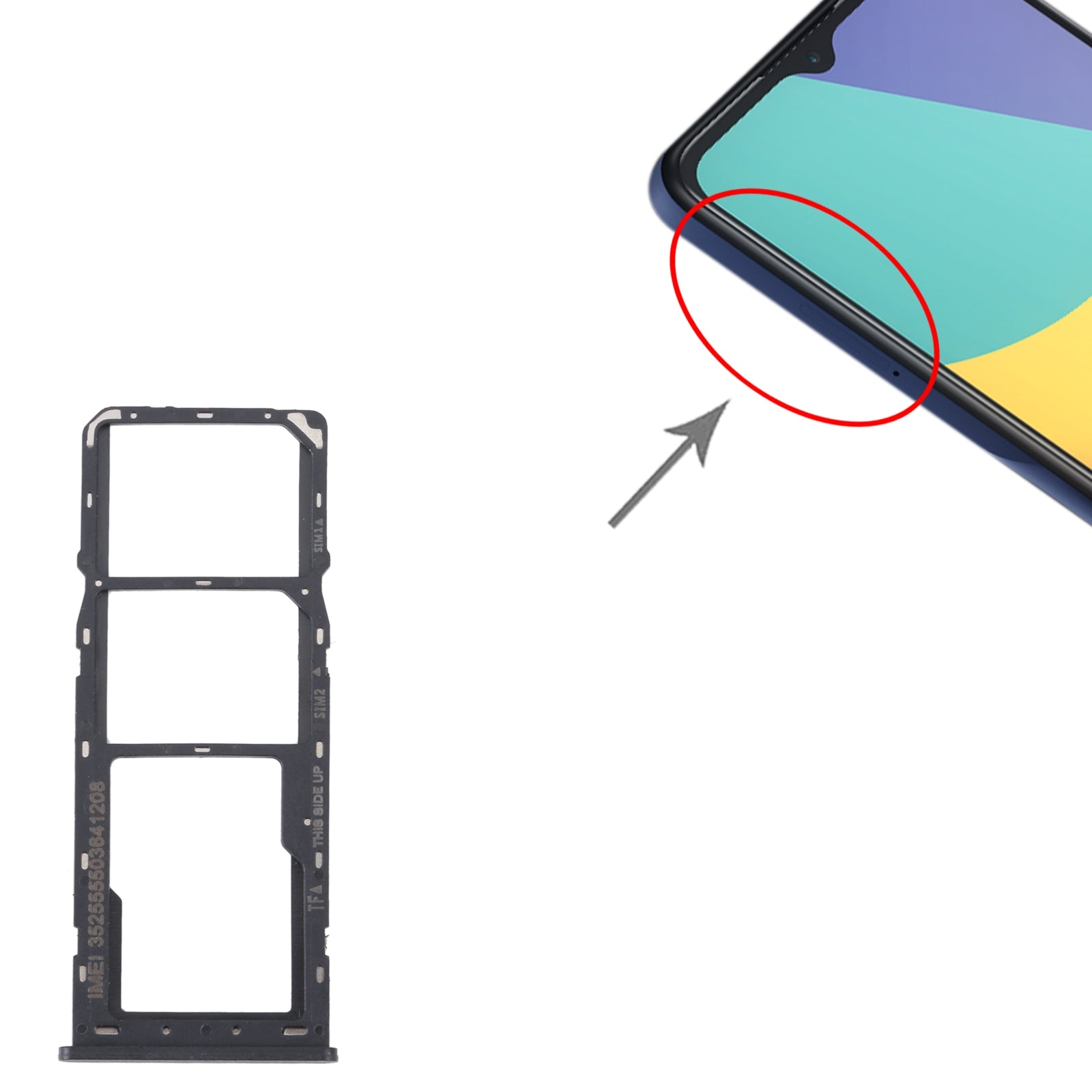 Dual SIM SIM Holder Tray for Alcatel 1V 2021 Black