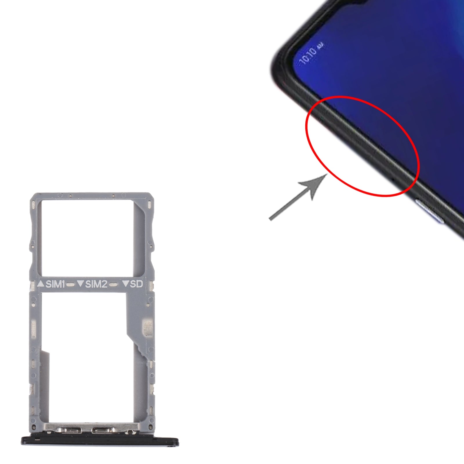 Dual SIM SIM Holder Tray for Alcatel 3X 2019 Black