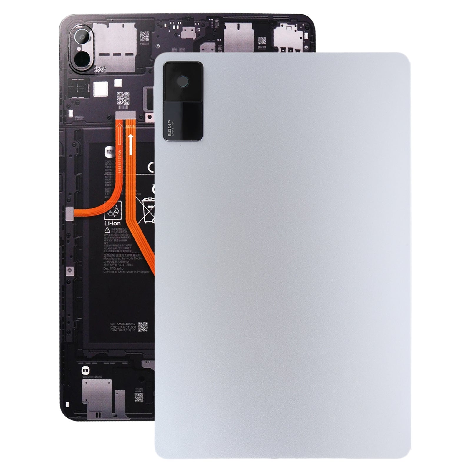Battery Cover Back Cover + Rear Camera Lens Xiaomi Redmi Pad Silver