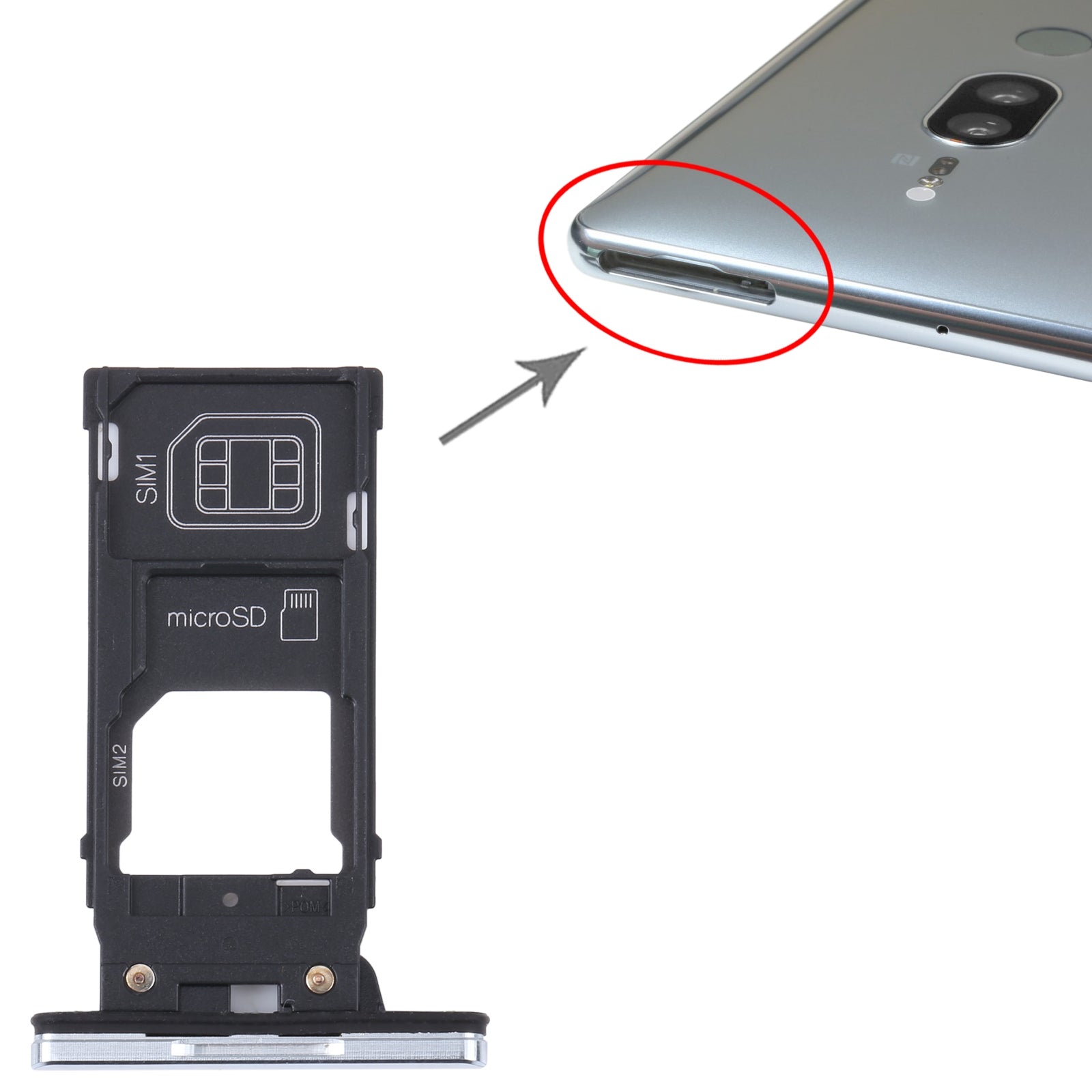 Bandeja Porta SIM / Micro SD Sony Xperia XZ2 Premium Plata